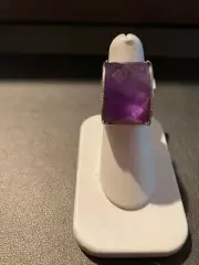 STERLING SILVER AND AMETHYST RING FILIGREEING SIZE 6