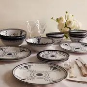 Lemieux Et Cie Bruges Blue Porcelain 16 Piece Dinnerware Set, Service for 4