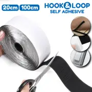 1m Self Adhesive HOOK and LOOP Fastener Tape Sticky Back Black Fastening Tape
