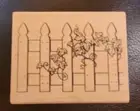 RUBBER STAMP ~ TRELLIS OF LEAVES ~ PICKET FENCE ~ WOOD-MOUNTED