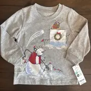 Carters Toddler Snowball Fight Snowman Graphic Tee Size 12 M