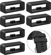 Band Keepers Compatible with Garmin Instinct/Instinct 2/Vivoactive 4/Venu 3 2/Foreruner 965 955 265 255/Fenix 7 6 5 Watch Bands, Silicone Fastener Rings Security Loop/Holder/Retainer, Black*6, One