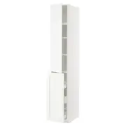 METOD / MAXIMERA hc w p-o func 3drw/1dr/2shlv, white Enköping/white wood effect, 40x60x240 cm