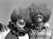 Kyle Petty "clowns" around during the time trials at the Budweiser - Old Photo