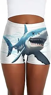 [RKJVB] Women Shorts Blue Shark Gym Shorts Workout Shorts Yoga Shorts Running Shorts