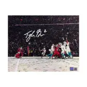 Tyler Bass Signed Kicking in Snow Right Side View Photo