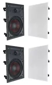 (4) Rockville WA858 8" In-Wall Home Speakers w Kevlar Woofer+Silk Dome Tweeter