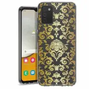 For Samsung Galaxy A03s A02s TPU Case Cover+Glass(Golden Damask)