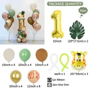 32PC Giraffe Jungle Safari 1-3 Year Old Foil Balloon Set Birthday Party Supplies Decoration