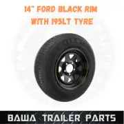SUNRAYSIA BLACK 14" FORD WITH 195 LT TYRE ! Trailer Parts