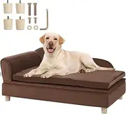 VEVOR Pet Sofa, Dog Couch for Large-Sized Dogs and Cats, Soft Velvety Dog Sofa Bed, 27.2 kg Loading Cat Sofa, Dark Brown
