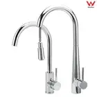 KYLINS Chrome Round Tall Pull Out Swivel Kitchen Laundry Sink Tap Mixer Spout