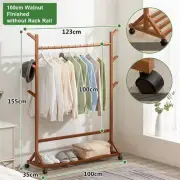 6 Hook No Rack Rail Walnut Finished Portable Coat Stand Rack Rail Clothes Hat