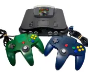Charcoal Black Nintendo 64 Console and 2 Controller N64 PAL With Mario Kart #4