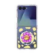Galaxy Z Flip7 Clear Magnetic Case Happy Place