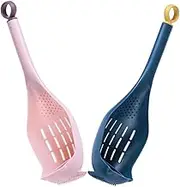 GREENADSCAPE 2 Pack Poached Egg Spoon Egg Yolk Separator Skimmer Scoop Long Handle Kitchen Gadgets Plastic Strainer Spoon for Cooking Tea Leaves