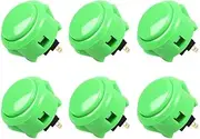 Sanwa 6 pcs OBSF-30 Original Push Button 30mm - for Arcade Jamma Video Game & Arcade Joystick Games Console (Green) S@NWA