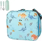 LIWEGHT Kids Lunch Bag Lunch Box Bag for Boys and Girls Cooler Bag Reusable Insulated Bag with Detachable Shoulder Strap Meal Containers for School（Kids Cutlery Set Included）