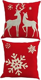 OSOLADY Christmas Pillow Case Set Deer Santa Claus Snowflake Linen Covers Pillow Covers for Sofa Couch Bed Home Office Decor for Family Friends