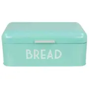Bread Box Metal Roll Up Lid Retro Printed Bread Kitchen Storage Bin Turquoise