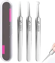 Stainless Steel Blackhead Removal Kit (3 Tweezers), Blackhead Tweezers, Stainless Steel Blackhead Remover Tweezers Tool Kit, for Forehead, Facial and Nose (3pcs)