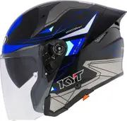 KYT TTR-JET LED, open face helmet , color: Black/Grey/Blue , size: XS