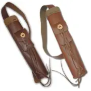TRADITIONAL HUNTING OUTDOOR INDOOR ARCHERY LEATHER SHOULDER BACK ARROW QUIVER