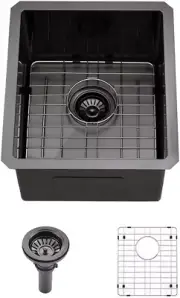 Black Undermount Bar Sink- 15X17 Inch Small Bar Sink Wet Bar Sink 16 Gauge Stain