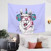 Funny Hipster Unicorn Llama Tapestry