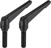 uxcell M16 x 63mm Handle Adjustable Clamping Lever Thread Push Button Ratchet Male Threaded Stud Knobs Locking Rotating Screw Handles Quick Release Bolt Black 2pcs