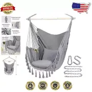 Durable Macrame Hanging Swing Chair - Cozy and Stylish for Indoor/Outdoor Use