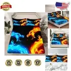 Modern Dragon Wildlife Print Bedding Set – Full Size Fitted Sheet & Pillowcases