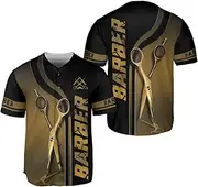 [BOZENTIM] Barber Shop Baseball Jersey, Hairdresser Barber Shirts Hairstylist Shirt Gift Barbershop Scissors for Him Men Women