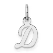 14k White Gold Small Script Letter D Initial Charm Bracelet Necklace
