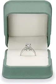 Woodten Olive-green Leather Engagement Proposal Ring Box Velvet Interior Jewelry Ring Gift Box