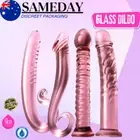 Crystal Glass Dildo Realistic Anal Plug Thruster Butt Plug Vagina G-Spot Sex Toy
