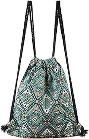 Lobagve Bohemian Drawstring Backpack Light Cinch Bag Gym Sack String Bag