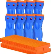 8 Pcs Plastic Razor Blade Scraper and 100 Pcs Blades, Remove Label Decal Tool， F
