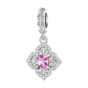 925 Sterling Silver Red Zircon Bracelet Pendant