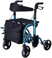 Walker Rollator, Shopping Cart Folding Lightweight Compact Walking Frame Walker with Wheel and Seat Carry Bag Lockable Brakes Little Surprise