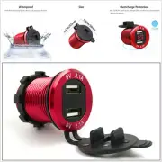 Red 12V Dual USB 4.2A Car Cigarette Lighter Charger Socket LED Digital Voltmeter