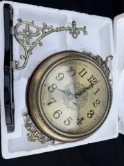 Vintage Wall Clock Quartz Clock Silent Non-Ticking Clock Wooden Double Sided