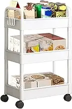 Gacqpli Storage Trolley, Utility Cart Storage Trolley, Rolling Shelf for Snack Trolley, Movable Storage Organiser for Book Trolley, Storage Trolley with 3 Levels