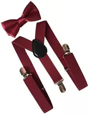 [kowaku] 4x Men Suspenders Bowtie Set Y Shape Braces Elastic Band Casual Tuxedo Suspenders Pants Suspender for Halloween Jeans Cosplay