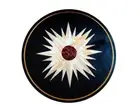 24" Black Marble Side Table Top Inlay Pietra Dura Art Coffee Table Outdoor Decor