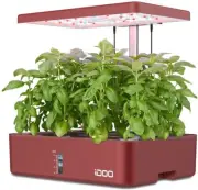 IDOO 12Pods Hydroponics Growing System, Indoor Garden with LED Grow Light, (Red)
