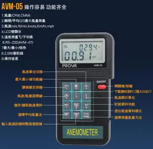 泰仕AVM-07風速風溫風量儀AVM-05輪風速計AVM-03風溫儀AVM-01風速