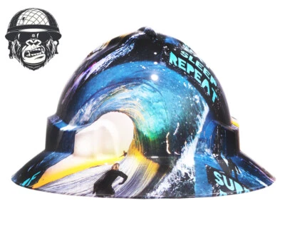 Custom Hydrographic Safety Hard Hat SURFER PRO CHOICE WIDE BRIM