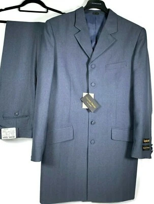 Mens Gianni Vironi 2 Pc Grey Suit Blazer & Pants Size 40/33