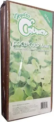 100% Organic Coco Coir Fiber Hydroponic Grow Mat - 10" x 20" Trays (10-Pack)